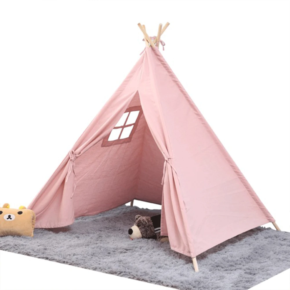 Indian Tent Large Canvas Teepee Kids Tent Wigwam Indoor Outdoor Play House 