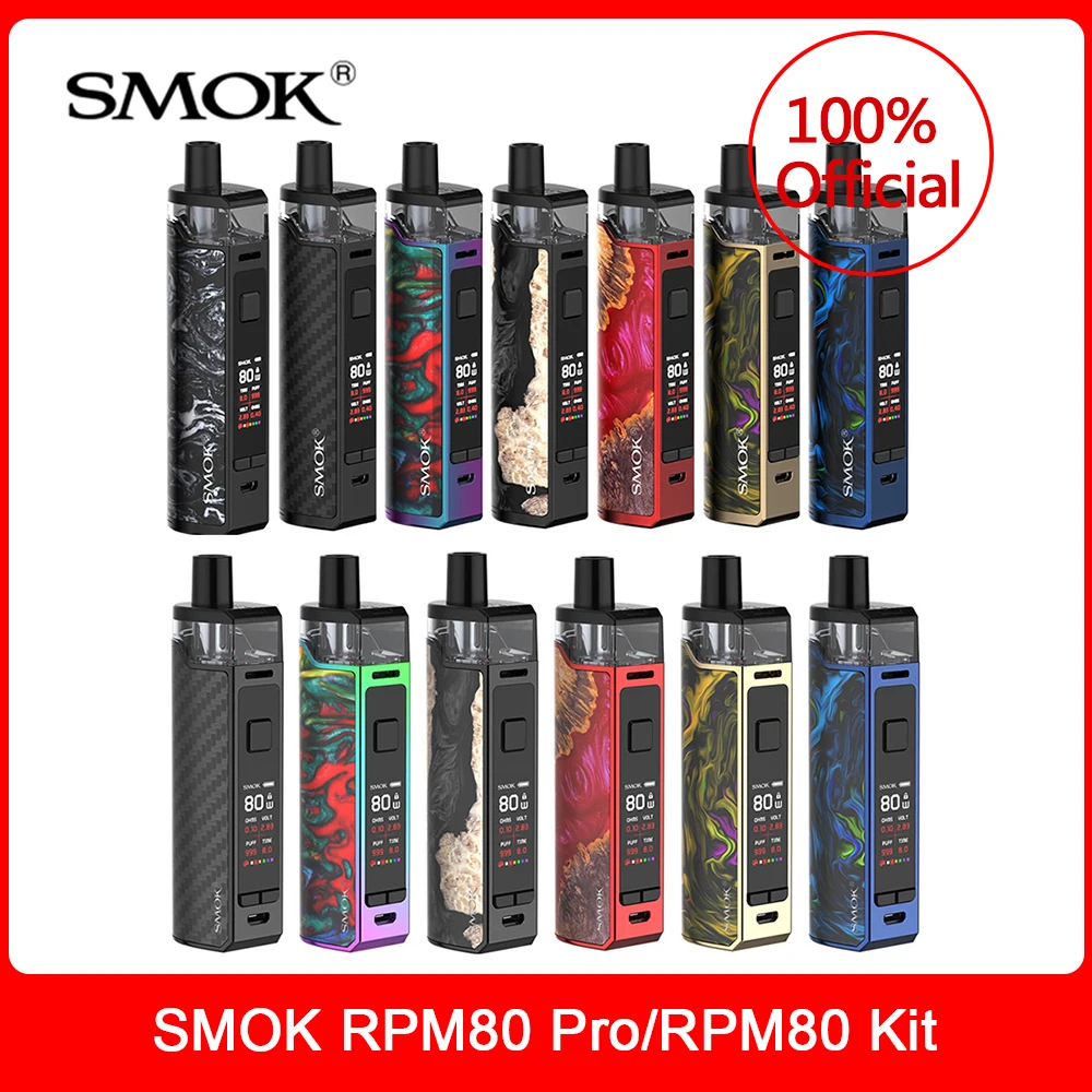 Оригинальный SMOK RPM80/RPM80 Pro Pod Vape Kit 80 Вт 3000 мАч аккумулятор 5 мл картридж RPM RPM80 RGC