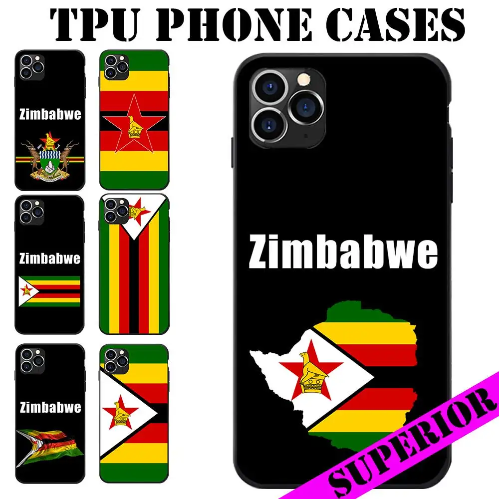 For iPhone 5 6 7 8 S XR X Plus 11 Pro Max SE 2020 Zimbabwe Flag Coat of Arms Theme Soft TPU Phone Cases | Мобильные телефоны и