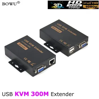 

USB KVM Extender 300m 1080P 60Hz Long Range 984FT Over Cat5e Cat6 Cat5e/6 Ethernet Cable VGA Extender USB Keyboard/Mouse