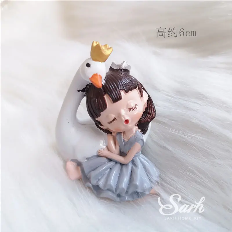 Swan girl A Многоцветные помпоны с цветами для свадебного торта, украшения для свадебного торта, украшения для вечеринки в честь Дня рождения ребенка, детские принадлежности для выпечки для девочек, подарки для любви - Цвет: Swan girl A