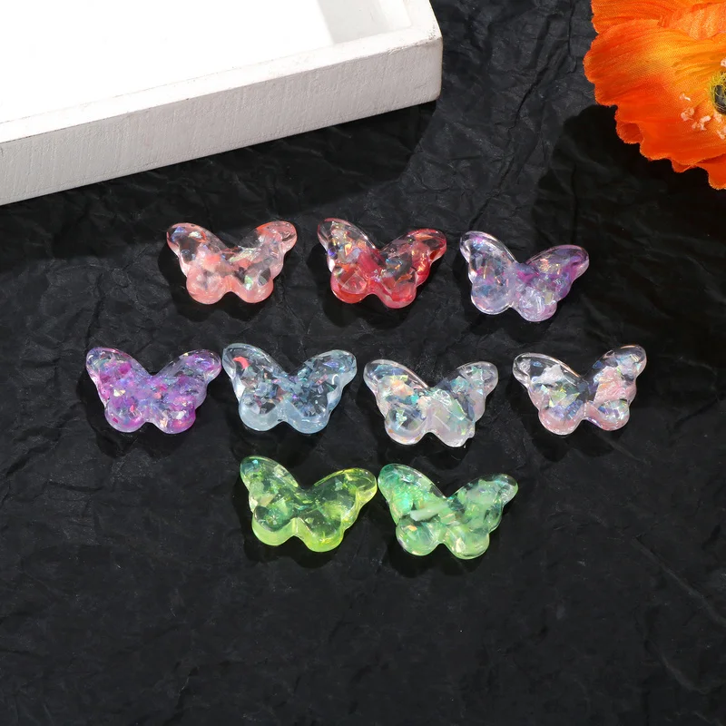 10pcs Spring and summer magic color sequins flower butterfly resin patch DIY handmade jewelry earrings accessories materials | Украшения и