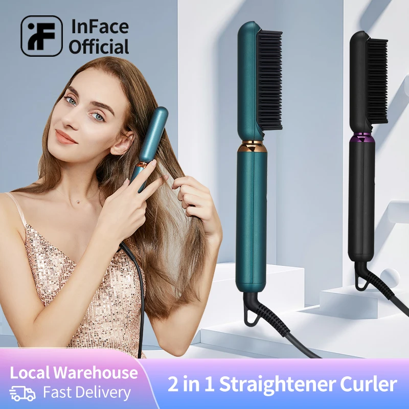 inFace Hair straightener Brush Hair Curler Hair Comb Hair Straight Styler Corrugation Curling Hair Curler Comb For Hair Tool