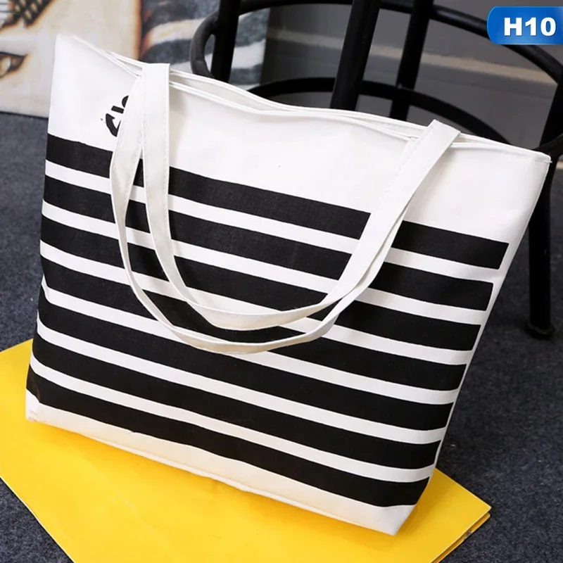 H10 Large White Canvas Tote Bag Fabric Cotton Cloth Reusable Shopping Bag Women Beach Handbags Cats Printed Grocery Bags Big - Цвет: H10