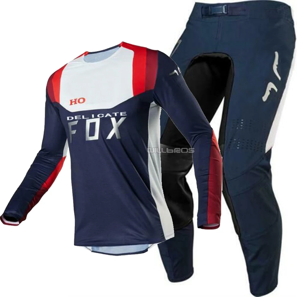 

2020 DELICATE FOX Navy White Jersey Pant Gear Combo for ATV DH MX Off-Road Dirt Bike Motocross Motorcycle