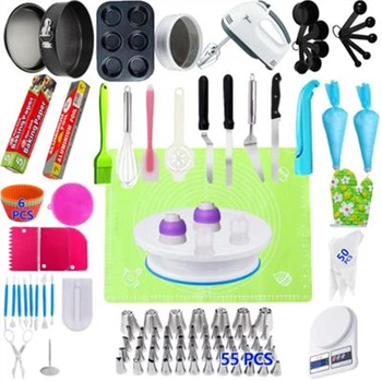 

161 Sets of DIY Baking Tools Set Cake Spatula Cake Turntable Decoration Decorating Mouth Set Fondant Baking Tools for Cakes