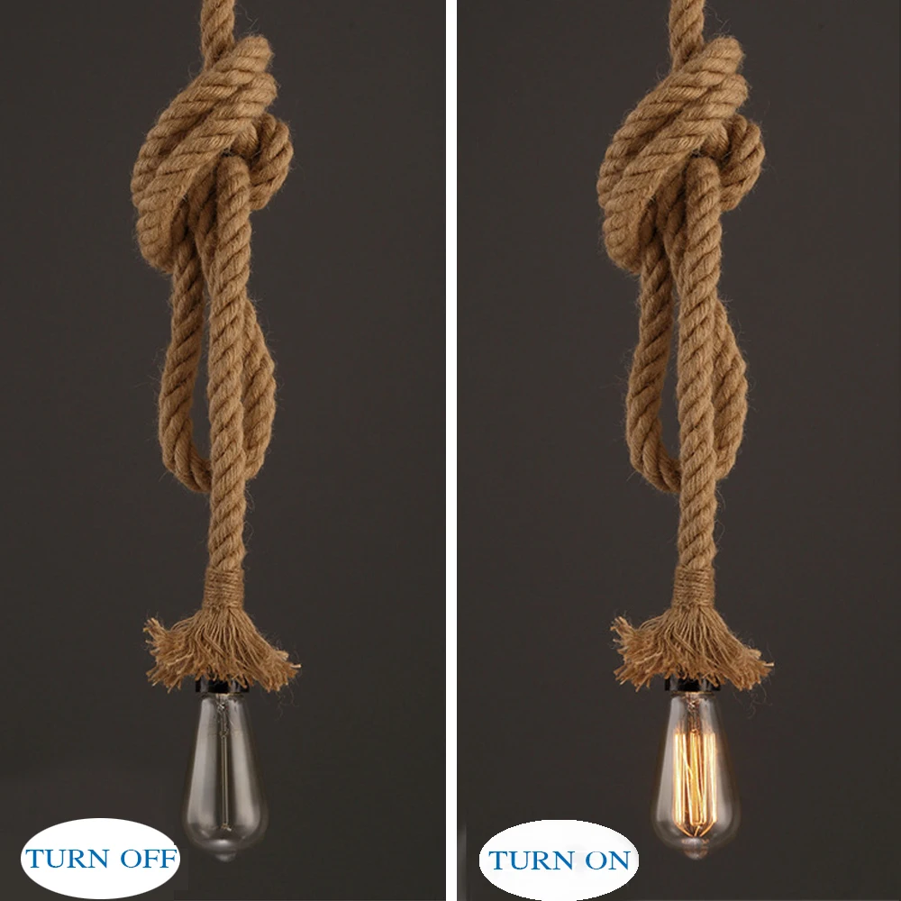 Vintage Hemp Rope Pendant Light Retro Industrial Hanging Lamp Creative Loft Country Style Edison Bulb Home Lamps Decorations Vintage Hemp Rope Pendant Light Retro Industrial Hanging Lamp Creative Loft Country Style Edison Bulb Home Lamps Decorations