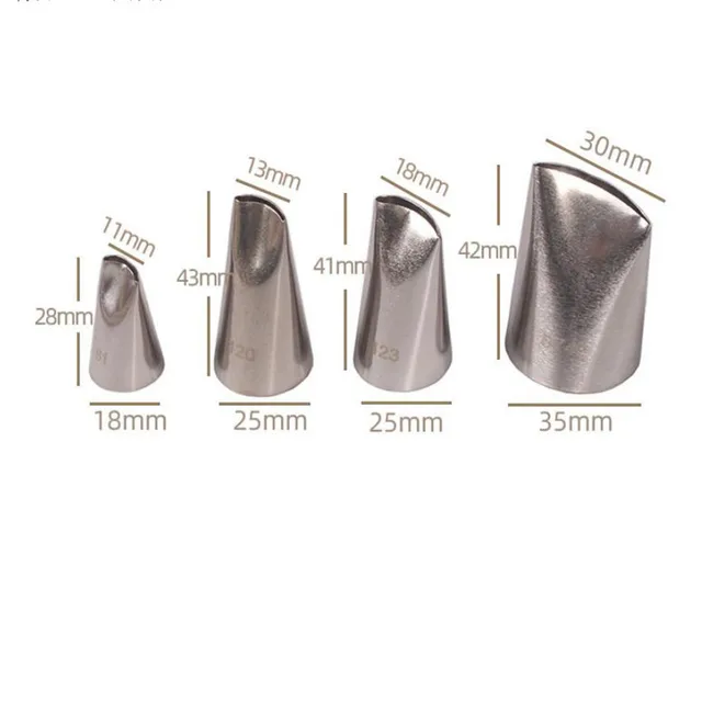 4Pcs #61 #120 #123 #874 Rózsa Sziromfém Krém Tippek Torta Díszítő Szerszámok Acél Jegesedés Csövek Fúvókák Dekorációs Szerszám - Image 3