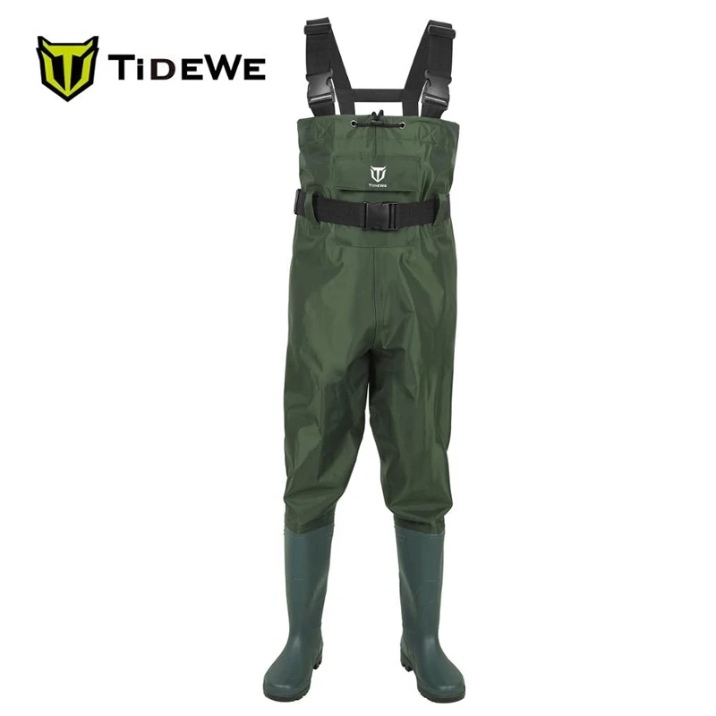 TideWe зеленый Bootfoot забродный костюм Водонепроницаемый 2-х слойный нейлон/ПВХ многофункциональные рыболовные охотничьи сапоги брюки для Для мужчин и Для женщин