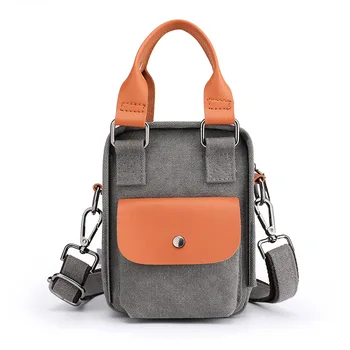 

Casual mobile coin purse canvas messenger bag hit color simple ladies one shoulder portable small fashion Korean small