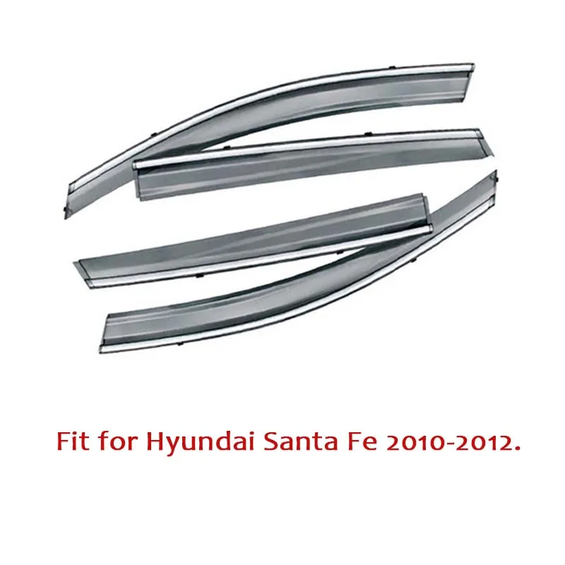 Высокое качество 4 шт. дым Окно Дождь козырек для hyundai Santa Fe 2012 2011 2010 защитные аксессуары - Цвет: Santa Fe 2010-2012
