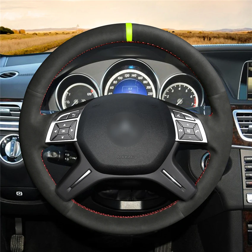 MEWANT-Black-Suede-Steering-Wheel-Cover-for-Mercedes-Benz-E-Class-E300-2014-GL-Class-GL-1
