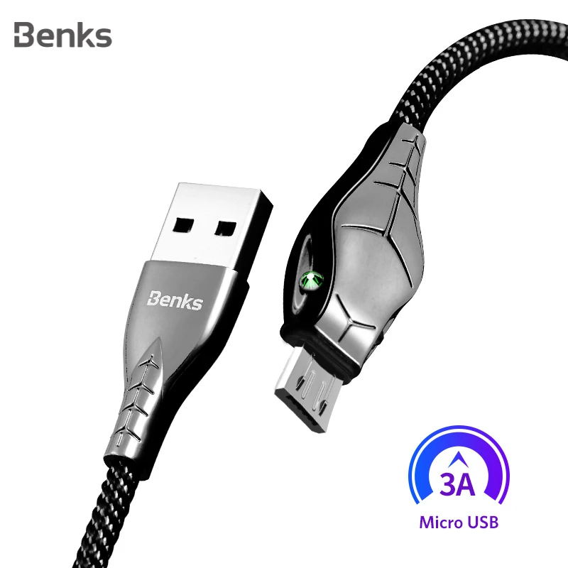 Benks змеиная форма Micro USB 3A Быстрая зарядка кабель для samsung S7 S6 Micro USB телефон зарядное устройство Шнур зарядки для Xiaomi 4A 4 2S