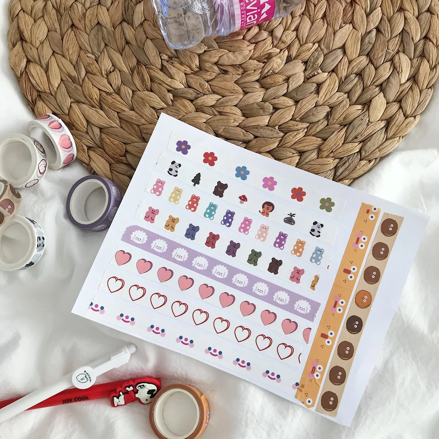 

Ins Cartoon Smile Face Bear Floret Double Love Washi Tape Kawaii Hand Account Decorative Tapes Korean Sealing Sticker Stationery