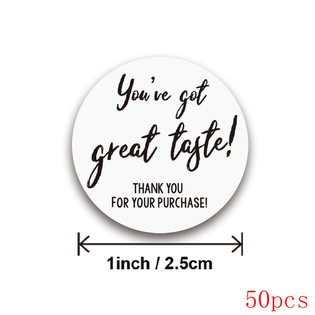 Round Paper White You've good taste Stickers Gold Thank you stickers for Business Packaging Seal Label Stickers