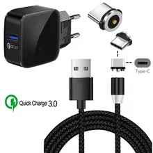 Магнитный зарядный провод типа C для samsung galaxy Feel 2 Xiao mi 8 mi 9T Red mi K20 Note 7 Pro Магнитный USB кабель QC 3,0 быстрое зарядное устройство