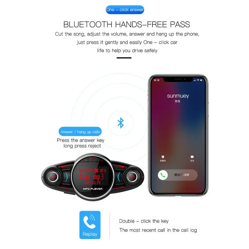 1,3 дюймовый ЖК-экран 2.1A двойное USB зарядное устройство беспроводной Bluetooth fm-передатчик автомобильный комплект mp3-плеер
