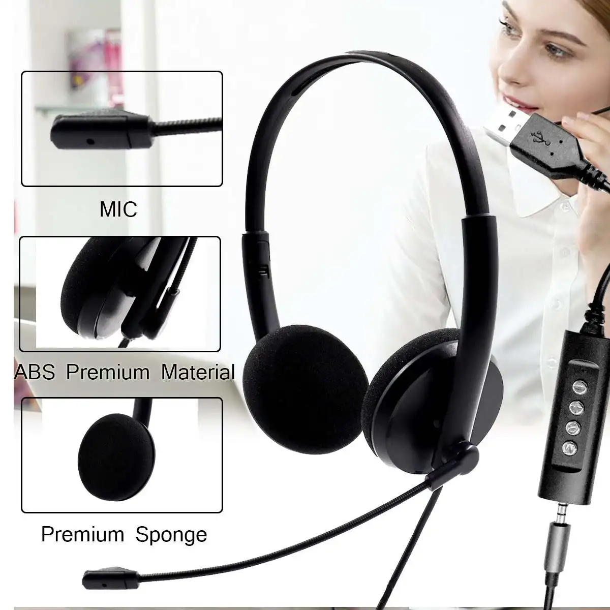 Universal Wired Stereo Headphones USB 3 5mm Interface Head mounted Gaming Headset Laptop Computer PC Earphon With Microphone