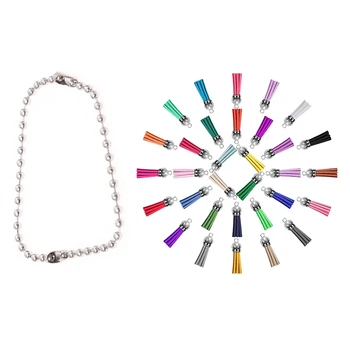 

100 Pcs 3.5inch Long 0.09inch Bead Dia Connector Clasp Ball Chain Keychain with 160Pc Key Chain Leather Pendant Tassel