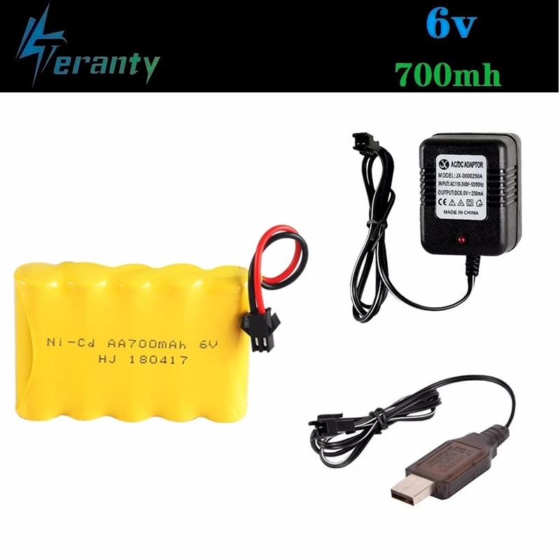 

(SM Plug) 6v 700mah Battery + USB Charger For Rc toys Cars Tanks Trains Robots Boats Guns Ni-CD AA 6v Rechargeable Battery Pack