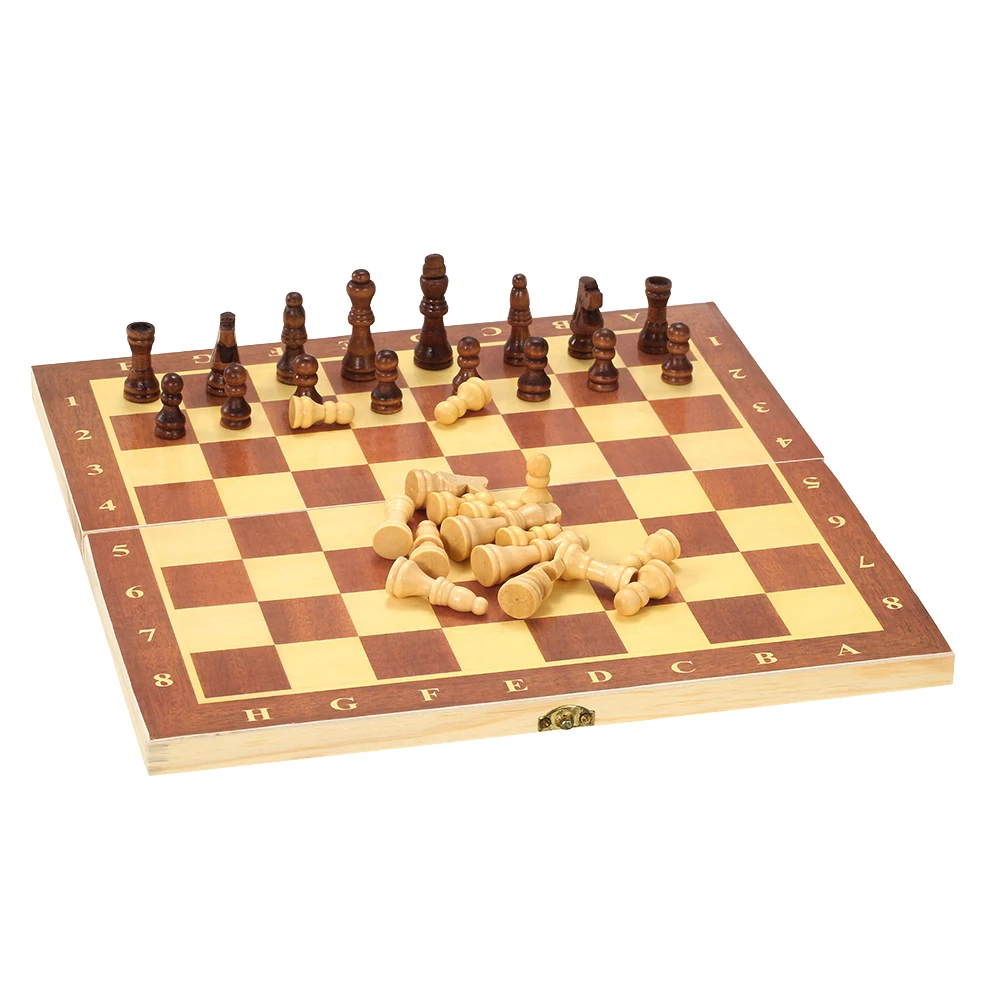 Table Games Board Game 3 in 1 Foldable Wooden Chess Set Travel Backgammon Checkers Toy Chessmen Entertainment | Спорт и развлечения