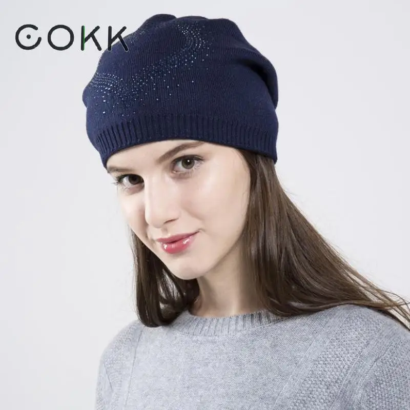 COKK, женские шапки, шапка бини для осени зимы, мягкий шерстяной берет, Стрейчевые шапки для женщин, дам, высокое качество, Chapeau Femme, фирменный дизайн