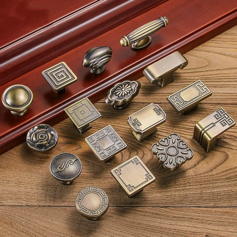 

Door Handles Chinese style archaize drawer shake handshandle chest cabinet green bronze handle cupboard door european-style sing