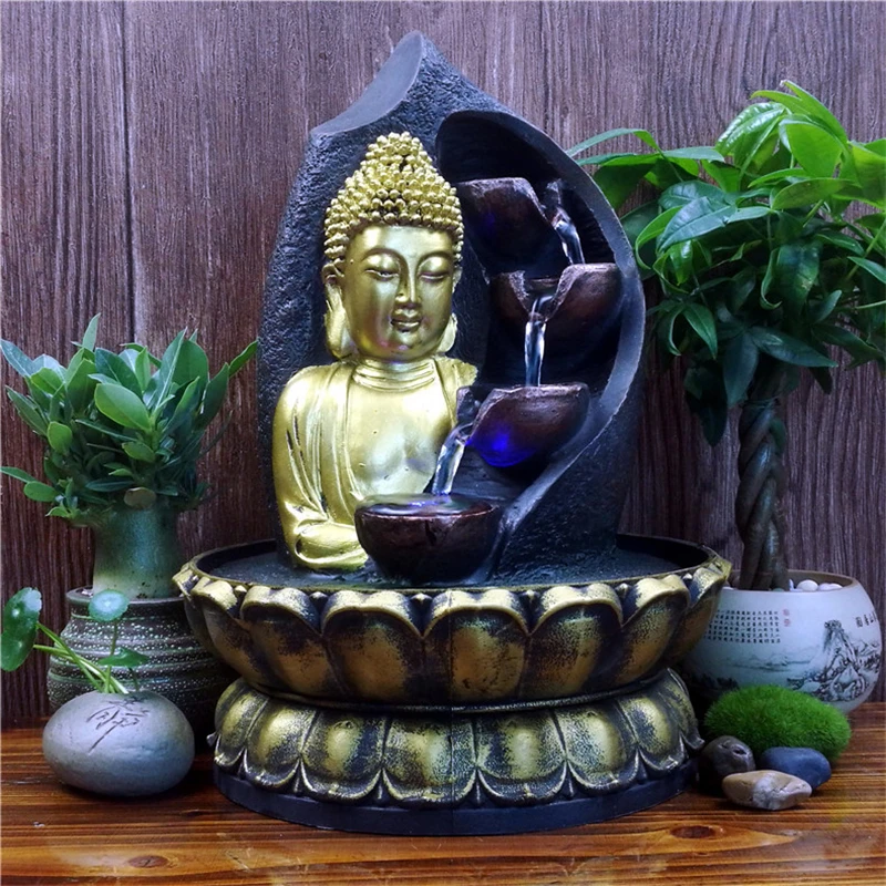 Статуэтка Будды Lotus Base статуэтка фонтана из смолы для пробежки воды украшение