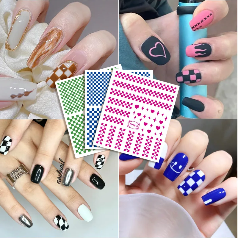 2022 Early Spring Checkerboard Plaid Popular Nail Sticker Nail Art