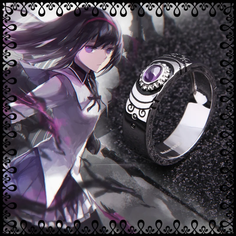 Аниме Puella Magi Madoka Magica Akemi Homura Косплей кольцо на палец из стерлингового серебра S925