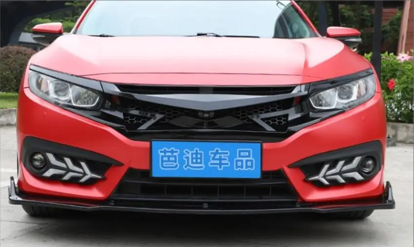 3 шт./компл. ABS черный передний бампер для губ Диффузор Honda Civic 2016 2017 2018