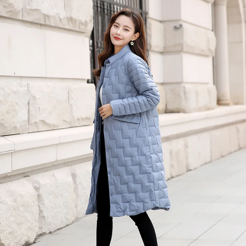 

2019 Autumn & Winter New Style Thin down Jacket Women's Mid-length Stand Collar Korean-style Slim Fit Casual WOMEN'S Coat