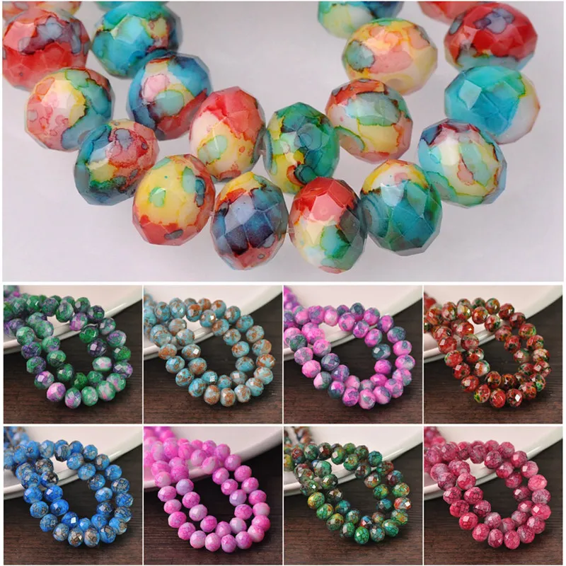 Wholesale 50Pcs 8x6mm Faceted Glass Crystal Loose Beads Spacer Rondelle Bead 