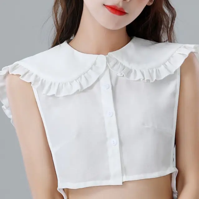 2020 Women Girls Doll Detachable Fake Collar Ruffles Lapel Shawl Shoulder Wrap Shirt