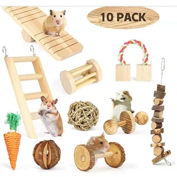 

New Hamster Wooden Molar Chew Toys Small Animal Squirrel Dutch Pig Sports Exercise Care Teeth Toys Pet Supplies Accessories