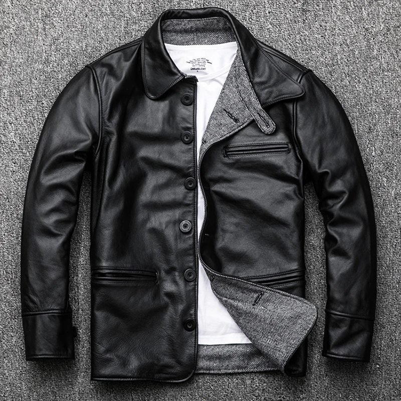 

Boollili Genuine Leather Jacket Men Autumn Cowhide Coat Short Slim Men's Cow Leather Jackets 2020 Chaqueta Cuero Hombre