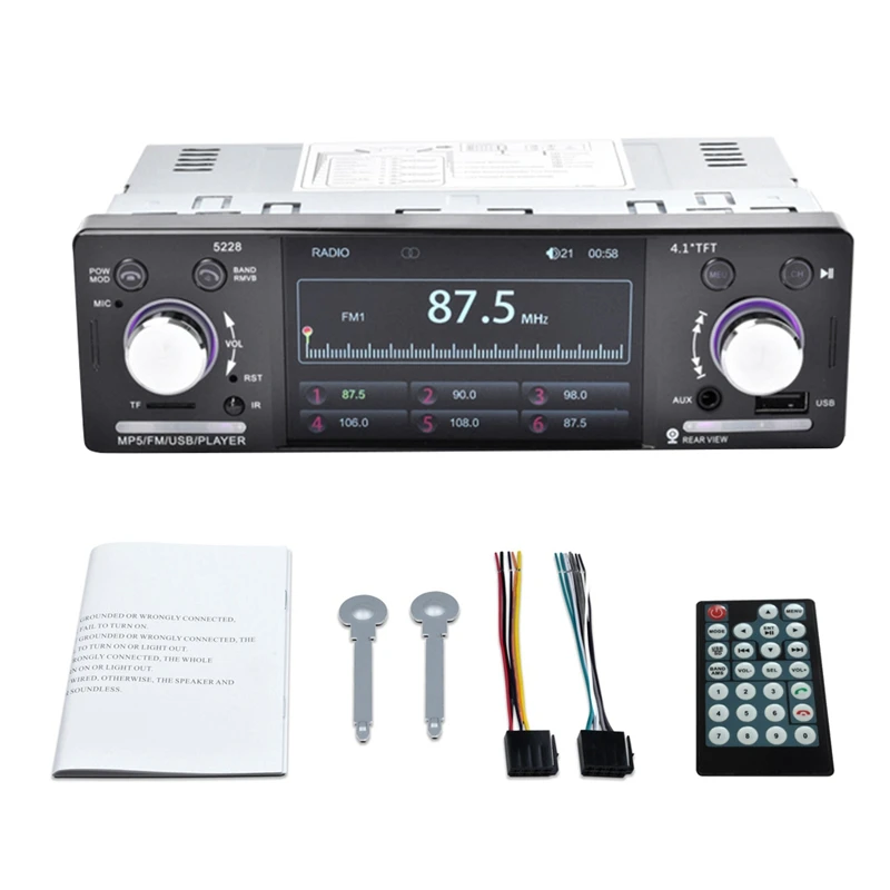

4.1 Inch New Auto Radio Tft Lcd 1080P Backlit Colorful Iso Port Bluetooth Mp5 Player Support Am/Fm/Rds Rear View Camera