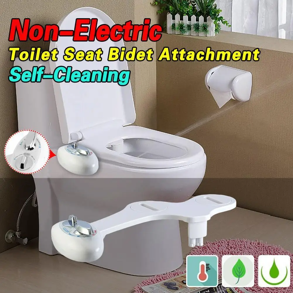 

Atalawa Non-Electric Mechanical Bidet Toilet Attachment with Brass Water Spray Self T-Adapter, Metal Hose Nozzle Fresh Clea I2P5