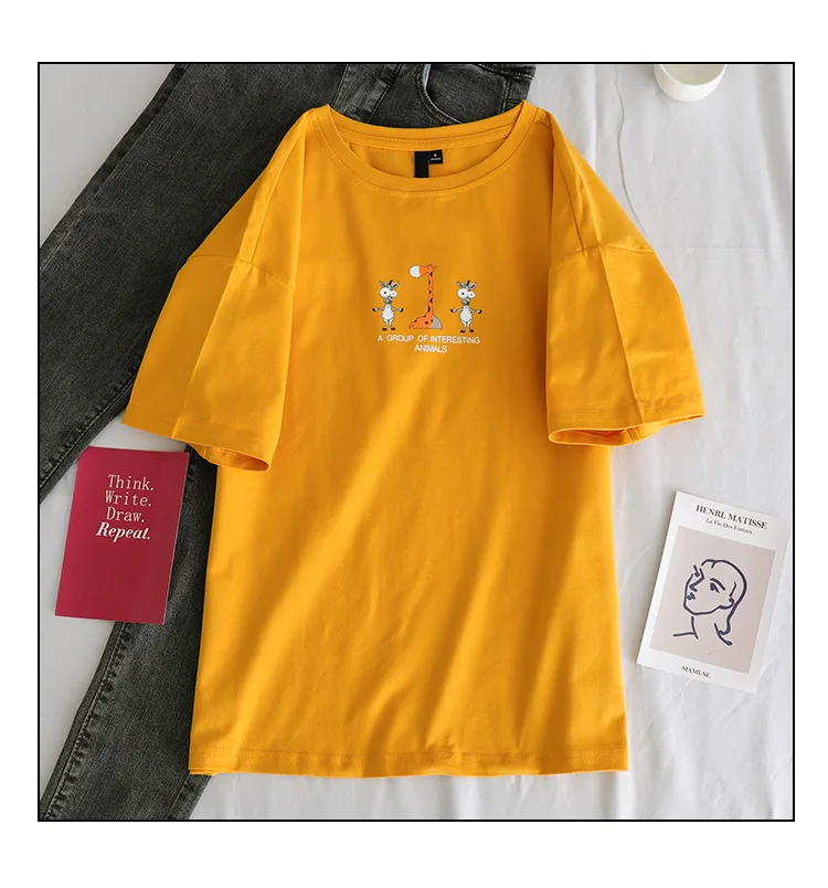 Корейские женские футболки Харадзюку, летняя футболка с коротким рукавом, футболка с забавным мультяшным принтом, 90 s, студенческие кавайные белые футболки и топы