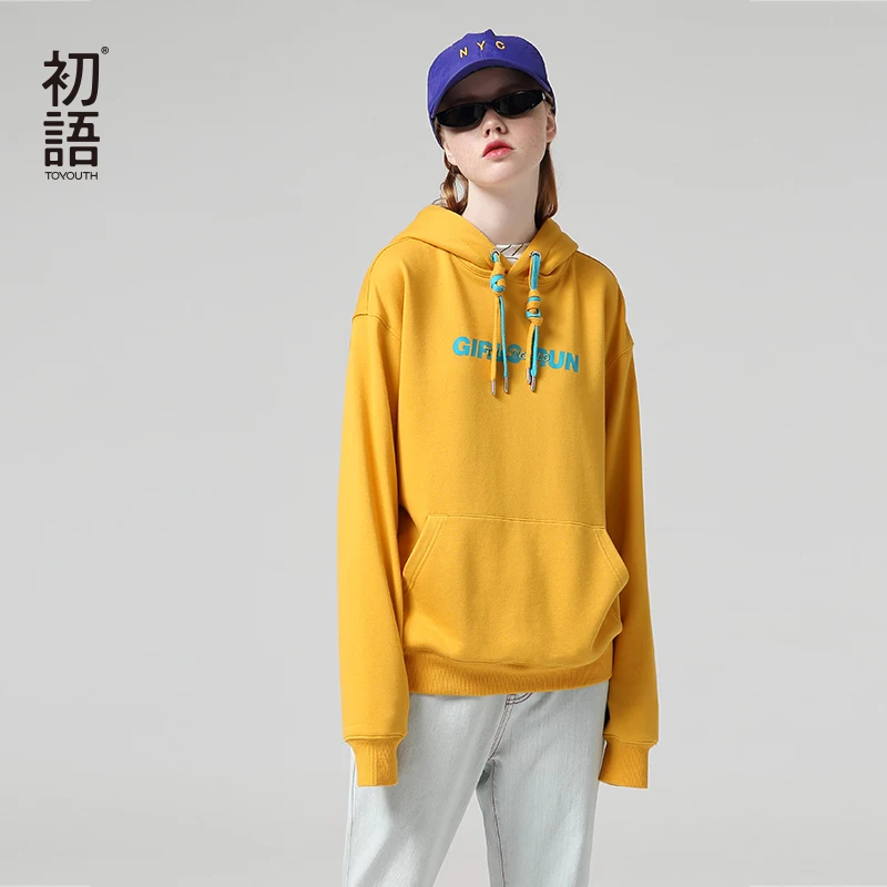 Toyouth, модные толстовки с вышивкой, женские осенние спортивные костюмы с длинным рукавом и буквенным принтом, толстовки с капюшоном для женщин, топы