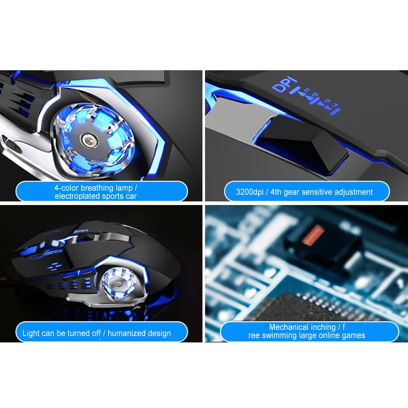 Механическая USB Проводная клавиатура мышь комбо с подсветкой игровая набор мышей