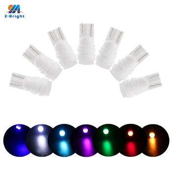

YM E-Bright 10PCS T10 Led Car Light Bulbs Ceramic Flood Light W5W 194 168 2835 License Plate Lamp 3 SMD White Blue Red Green 12V