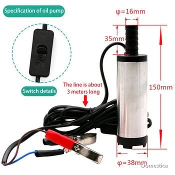 

Electric Oil Pump12V 24V Oil/crude Auto Car Boat Motor Oil Fluid Sump Submersible Pump Exchange Transfer Pump Suction Tubes