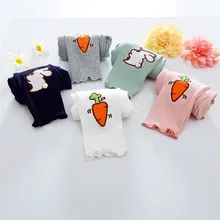 Корейский стиль, стиль, гусеничный, весенние леггинсы в полоску с изображением кролика редиса, Sunken для девочек, детская одежда