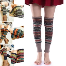 Модные гетры женские теплые до колена зимние вязать крючком для ног теплые носки теплые сапоги манжеты Calentadores de piernas длинные носки