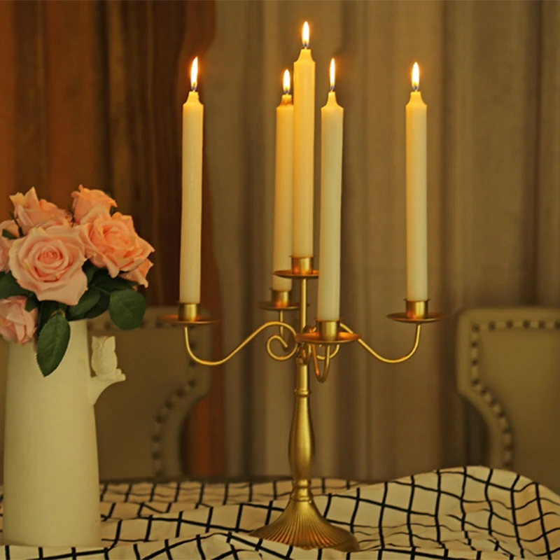 ABUI-Iron арт золотые свадебные подсвечники канделябры винтажные металлические романтические обеденные подсвечники для свечей пять головок