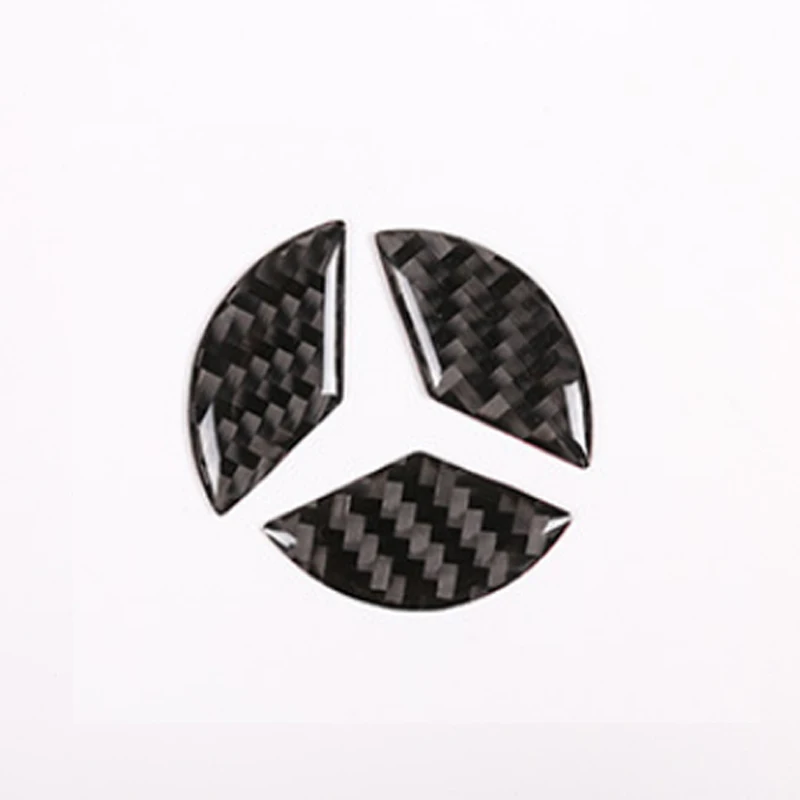 Carbon Fiber Car Steering Wheel Emblem Logo Cover Sticker For Mercedes Benz A B C E CLA GLA GLC Class W204 W205 W212 W213 Style