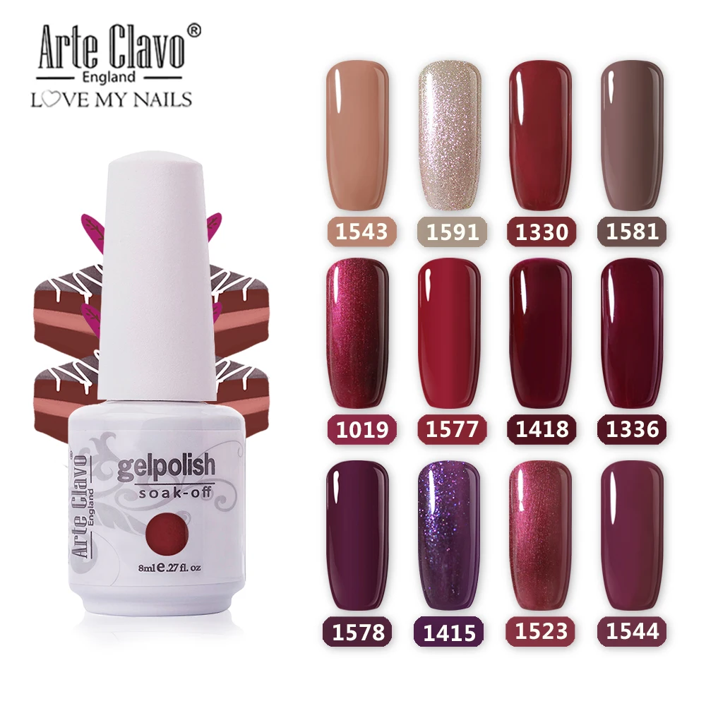 

Arte Clavo 8ml UV Gel Varnis Color Nail Gel Polish DIY Nail Art Laquer LED Gel Esmalte Glitter Soak Off Semi Permanant Gellak