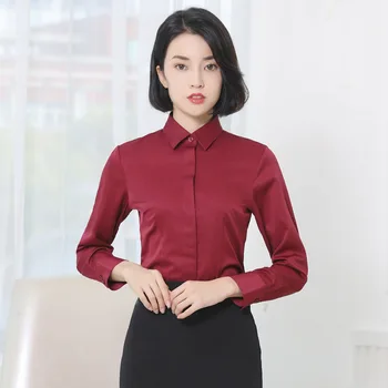 

Anti-Exposure White Shirt Women's Long-Sleeve Korean-style WOMEN'S Shirt Slim Fit Slimming Career Ol Dress Work Clothes Spring a