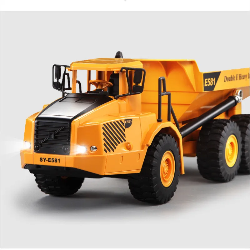 High Simulation RC Dump Truck 2.4G 6WD Remote Control Engineering Vehicle With Six Wheels Flash Light Can Up Down Auto Unloading 3